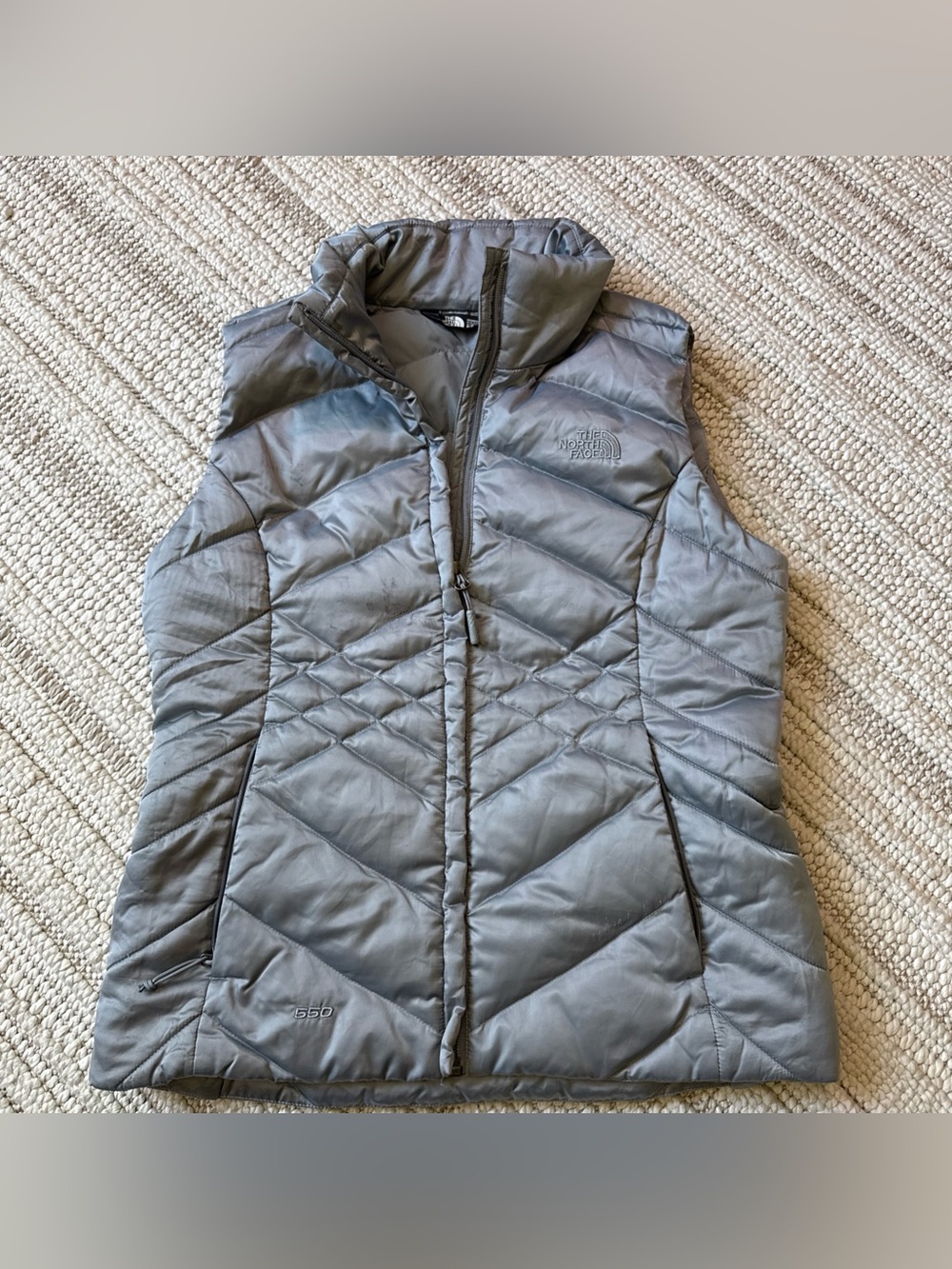 The North Face Womens Aconcagua 550 Down Quilted Vest Gray Women's Small Sleek